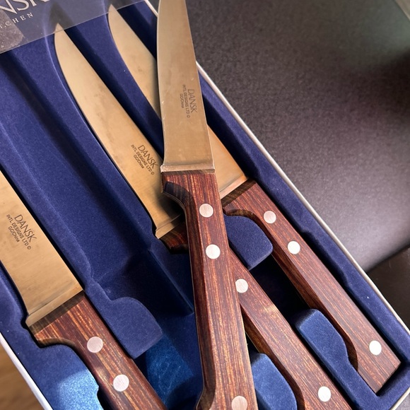 DANSK Master Series Classic Steak Knife Set Lot Of 4 Knives Wood Handle - Picture 3 of 6